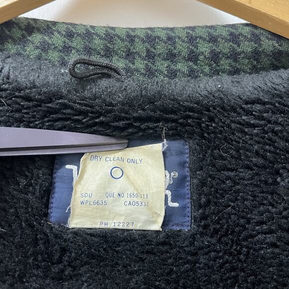 VTG Woolrich Mens 1960s Wool Fleece Lined Plaid Chore Jacket Size L Green RARE - Picture 9 of 12